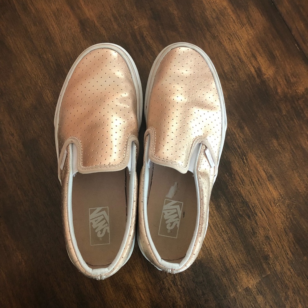 Vans girls Rose Gold slip ons size 4